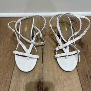 Fashion Nova White Braided Heels